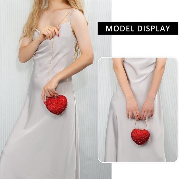 Mini Heart Shaped Purse,Valentines Purses and Handbags,Rhinestone Evening Purse - Picture 6 of 6